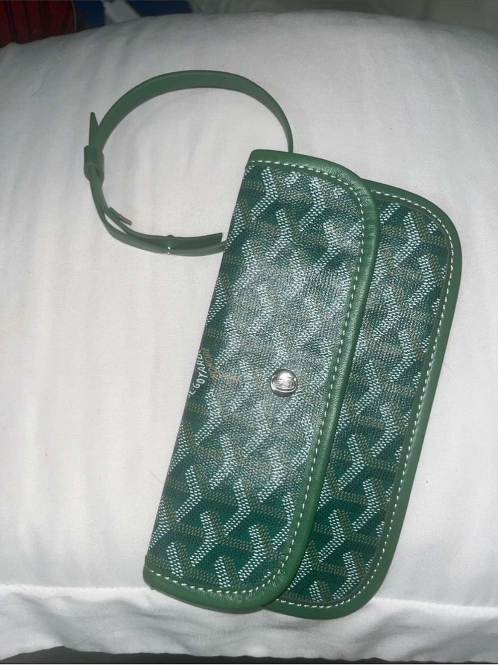 Green Patterned Wristlet Clutch